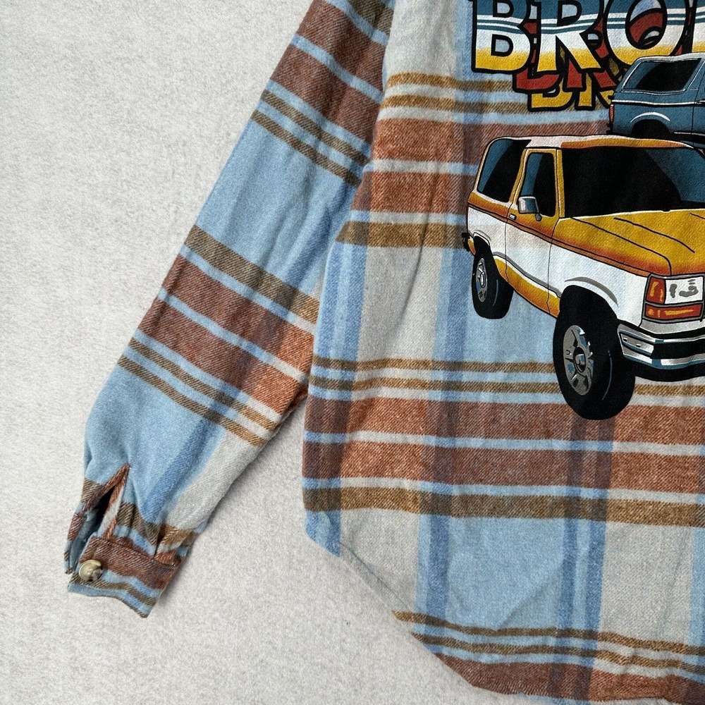 NWT Ford Bronco Graphic Shacket Flannel Shirt Womens XS Long Sleeve Plaid‎ - Picture 8 of 14